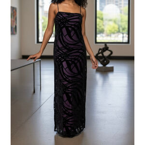 Y2K whimsygoth sheer purple Swirl velvet maxi dress